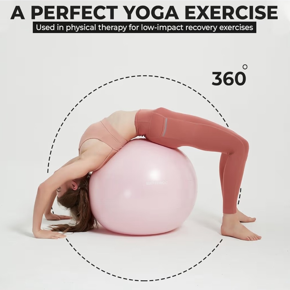 NEUMEE Yoga Ball Chair with 65cm Exercise Ball 2 Resistance Bands Stability Base - Picture 5 of 9